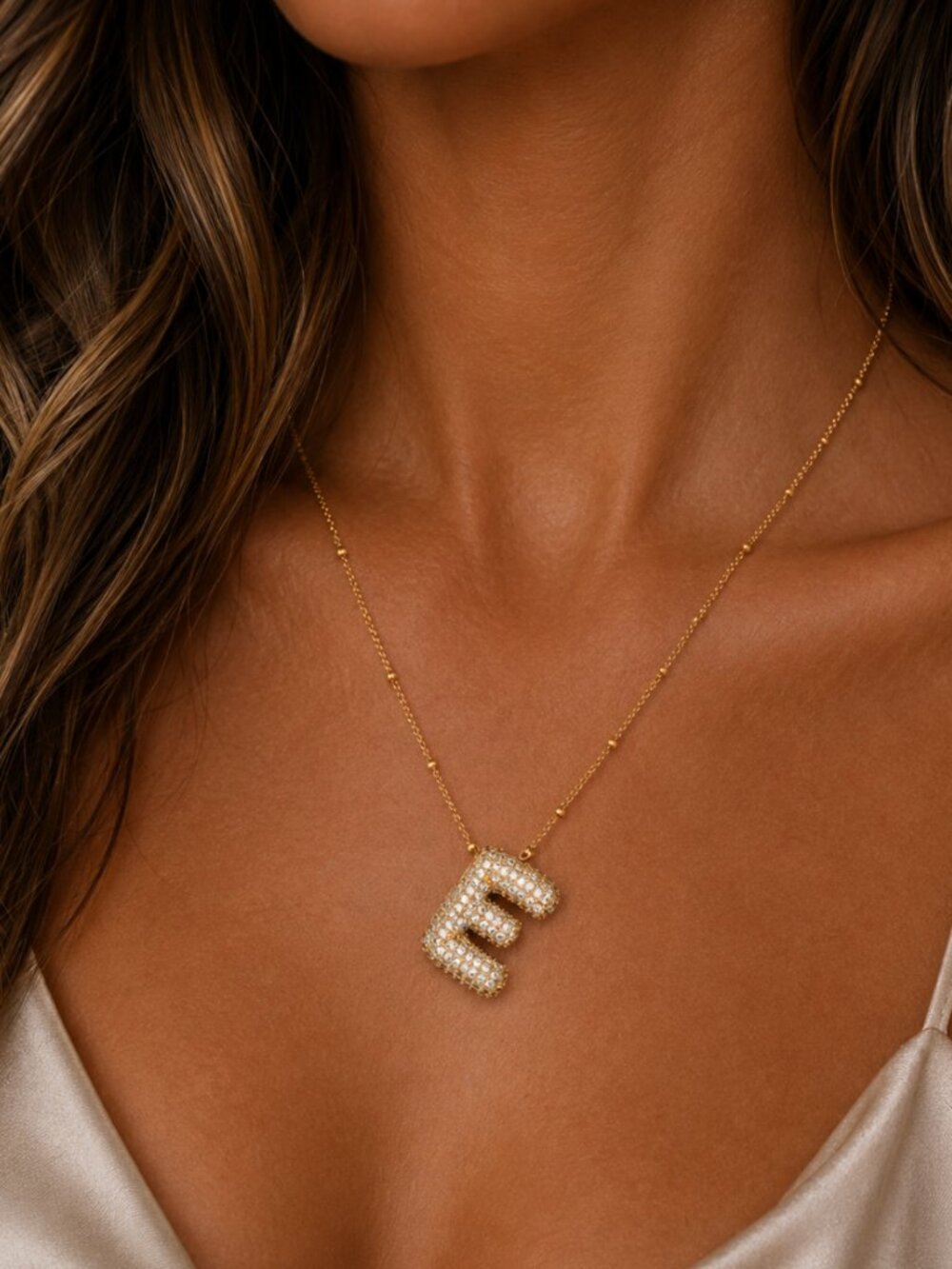 “Hailey” Bubble Bling Letter Necklace